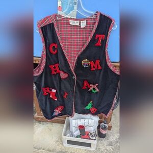 Black and Red Christmas Vest